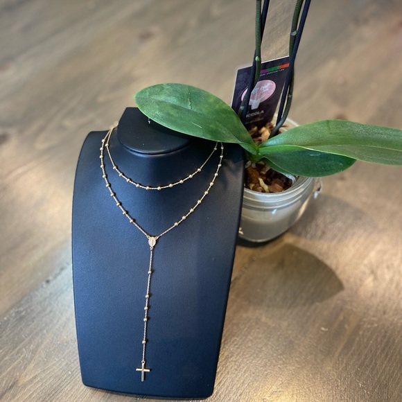 14k yellow gold rosary necklace - Picture 2 of 8